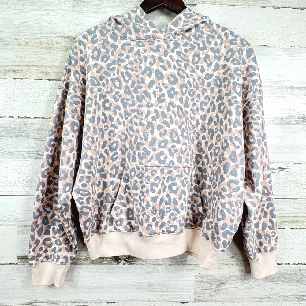 PINK Victorias Secret Leopard Pink Gray Hoodie Sweatshirt XS Cheetah‎ Cozy